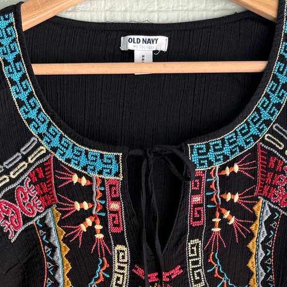 Old Navy Womens Black Embroidered Peasant Swimsuit Cover Up - Picture 7 of 7